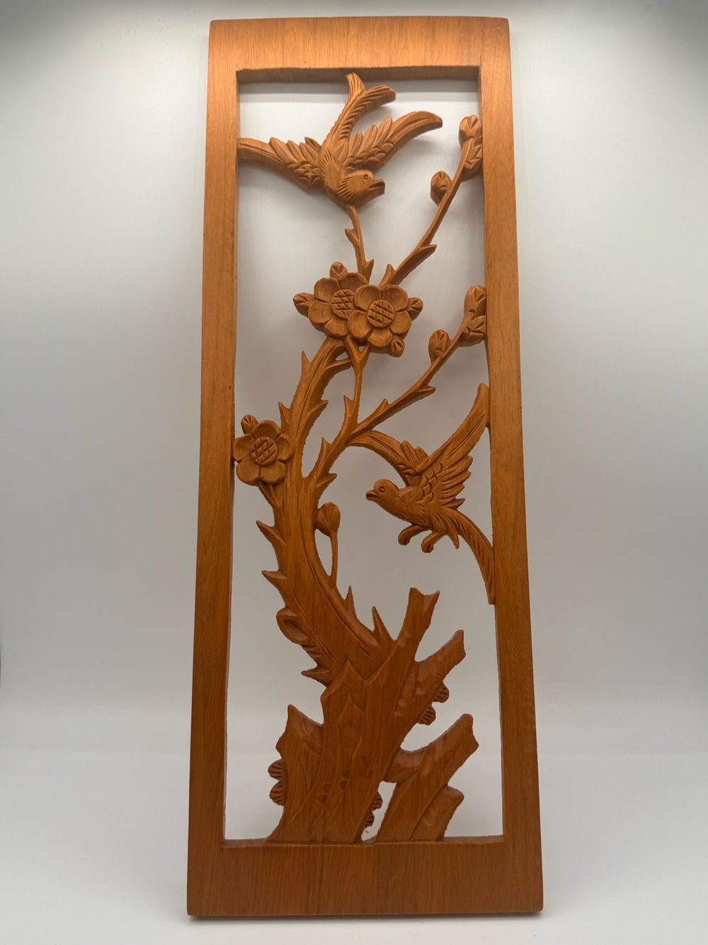 NOVICA Hand Carved Wood Wall Art Panel Birds